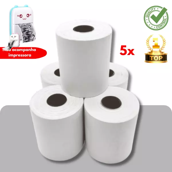 5 rollos papel de mini impresora termica